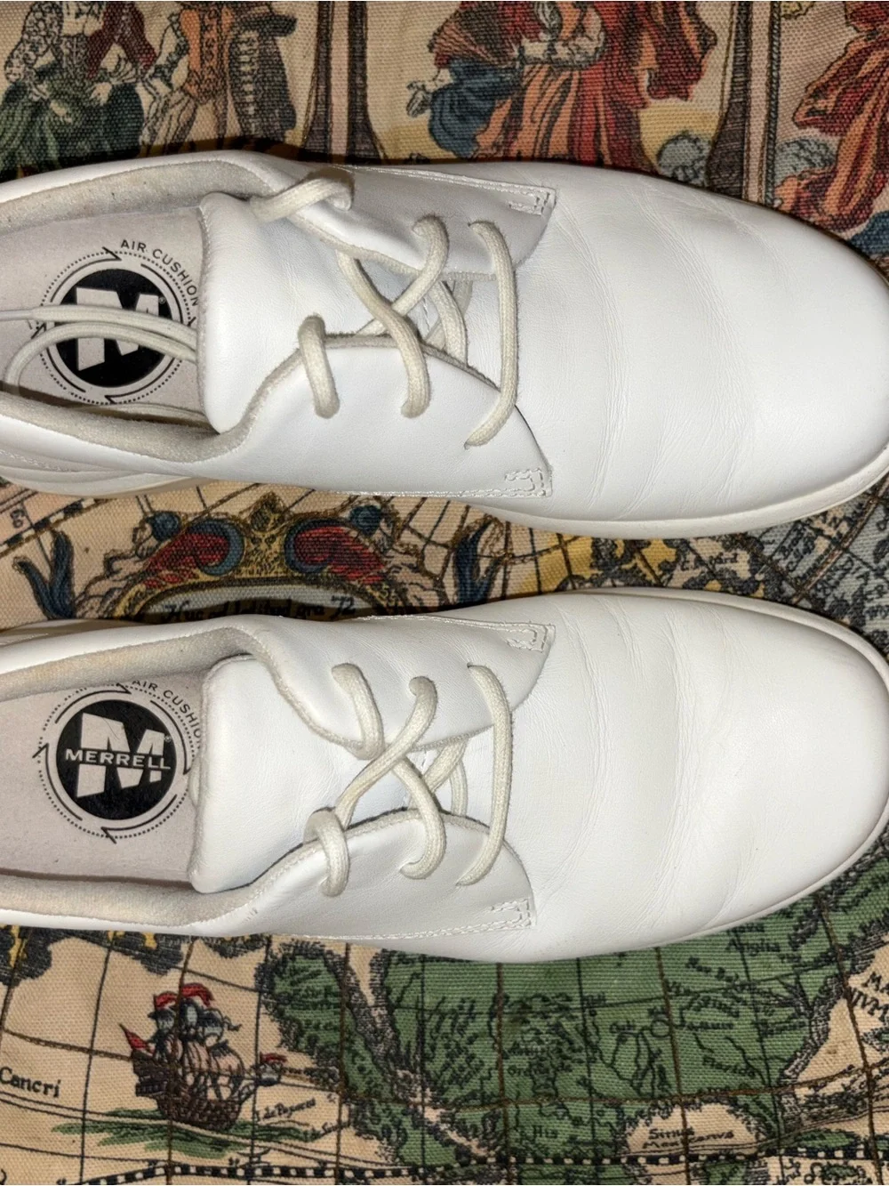 Merrell White Leather Lace-Up Oxford Shoes